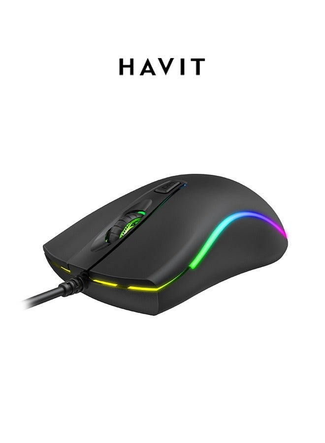 havit Gaming Mouse with 4 Button Design, Ergonomic Wired Computer Mouse,USB Interface Plug and Play for Office and Home Use - Image 4