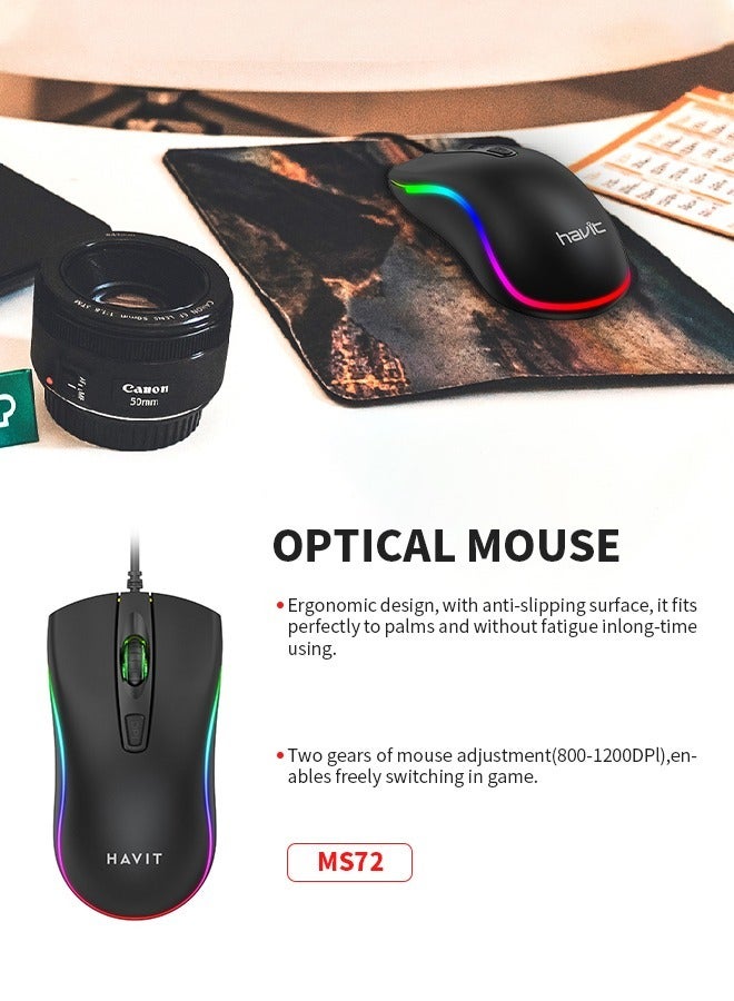 havit Gaming Mouse with 4 Button Design, Ergonomic Wired Computer Mouse,USB Interface Plug and Play for Office and Home Use - Image 5