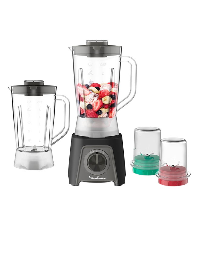 مولينكس Blendeo+ | Kitchen Blender | 2 Speeds | Including Chopper and Grinder + Additional Jar Black | Removable blades | 1.5 L 450 W LM2CR8M1 Black  - Image 1