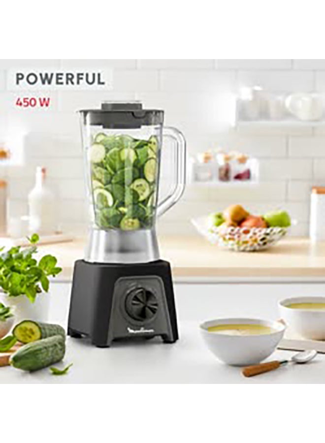 مولينكس Blendeo+ | Kitchen Blender | 2 Speeds | Including Chopper and Grinder + Additional Jar Black | Removable blades | 1.5 L 450 W LM2CR8M1 Black  - Image 2