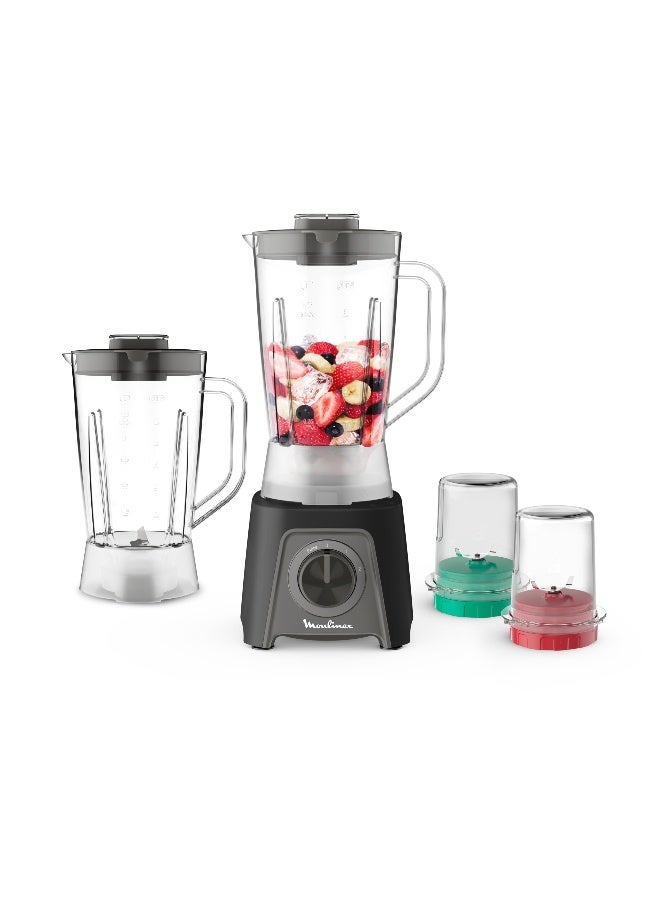 Moulinex Blendeo+ | Kitchen Blender | 2 Speeds | Including Chopper and Grinder + Additional Jar Black | Removable blades | 1.5 L 450 W LM2CR8M1 Black - Image 1