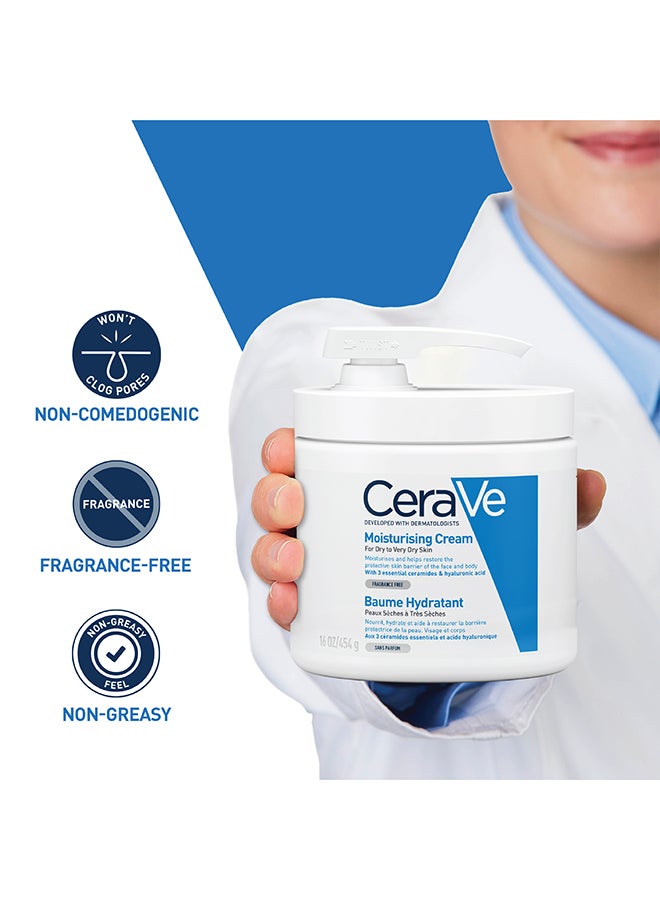 سيرا في - Moisturising Cream With Pump For Dry Skin With Hyaluronic Acid 454(pump)grams - Image 1
