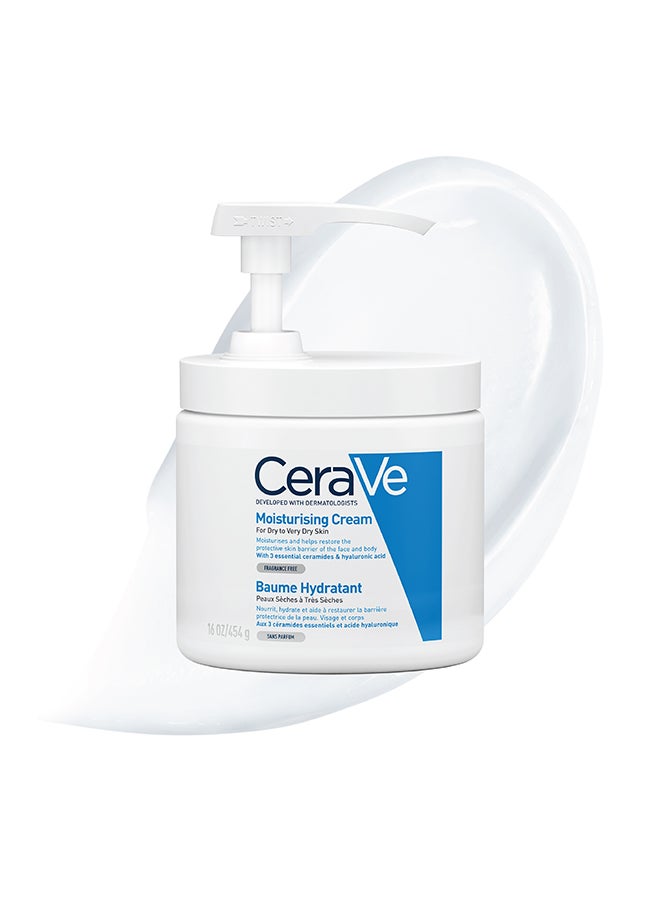 سيرا في - Moisturising Cream With Pump For Dry Skin With Hyaluronic Acid 454(pump)grams - Image 1