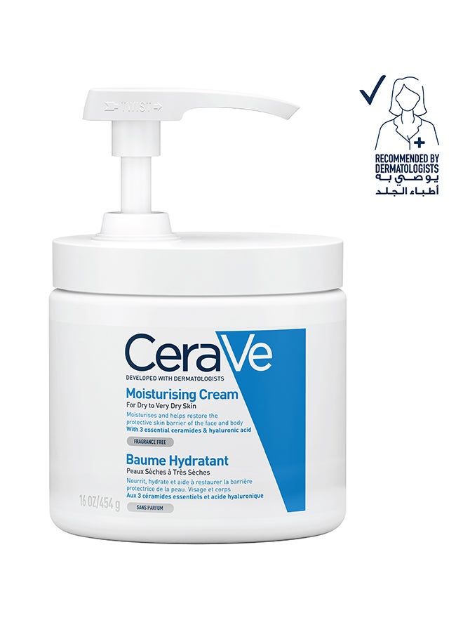 سيرا في - Moisturising Cream With Pump For Dry Skin With Hyaluronic Acid 454(pump)grams - Image 1