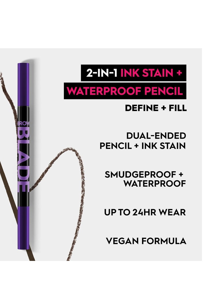 Urban Decay Brow Blade 2-in-1 Eyebrow Pen & Waterproof Pencil, Smudge-proof, Transfer-resistant, Brow Ink Stain & Creamy Brow Pencil, Vegan, Cruelty-free - 0.01 oz Dark Brown  - Image 3