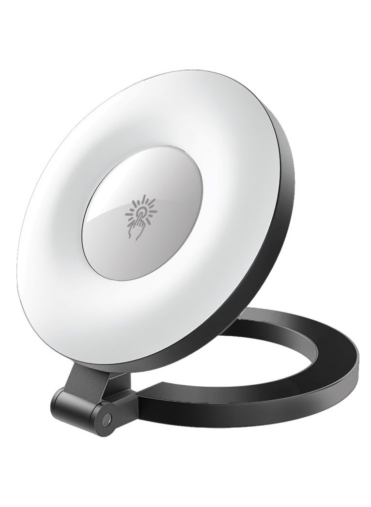 PROMATE - Portable LED Light, Adjustable Selfie Light with 300mAh Battery, MagSafe-Compatible Ring Design, 180-Degree Flip Function, Light Intensity Control and Three Lighting Modes, and Included 20cm Charging Cable, MagHalo Black - Image 1