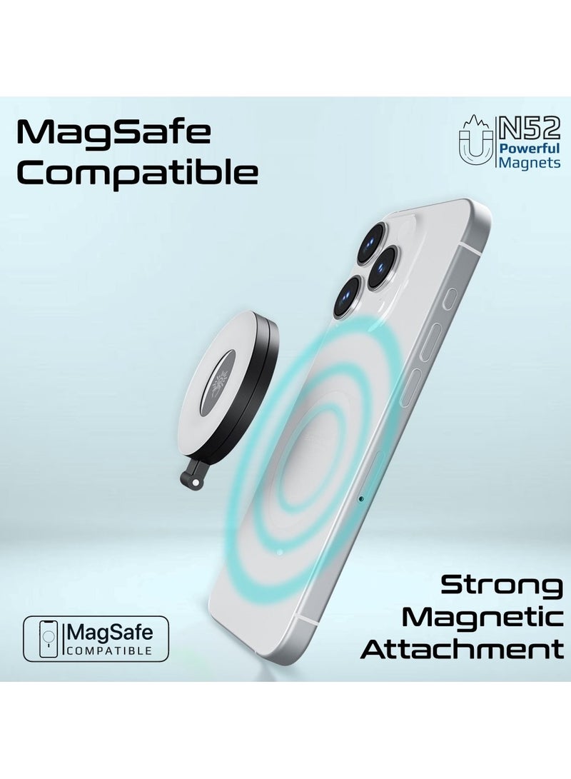 PROMATE - Portable LED Light, Adjustable Selfie Light with 300mAh Battery, MagSafe-Compatible Ring Design, 180-Degree Flip Function, Light Intensity Control and Three Lighting Modes, and Included 20cm Charging Cable, MagHalo Black - Image 1