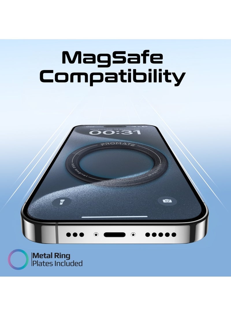 بروميت Universal MagSafe-Compatible Mount with 360-Degree Magnetic Ring for Flexible Adjustment and Secure Hold, Heat-Resistant Adhesive, Durable Fireproof Materials and Residue-Free Removal for Any Surface – Magnetite Black - Image 2