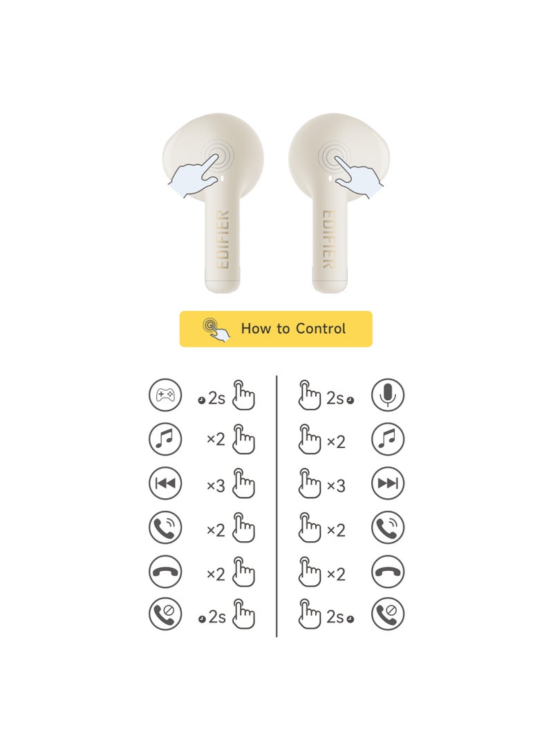 EDIFIER - X2s Bluetooth Earbuds, 26H Battery Life, IP54 water proof, Fast Charge, AI Clear Calls, powerful bass, Low Latency Game Mode Ivory - Image 1