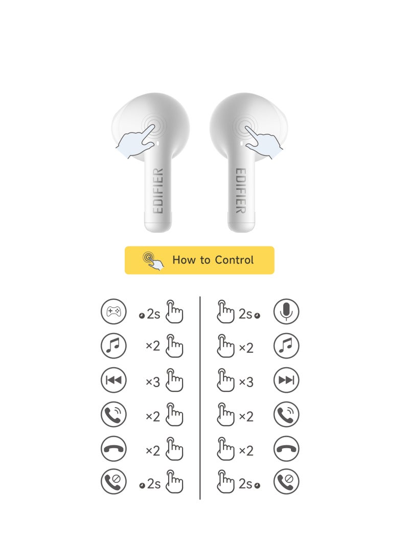 EDIFIER - X2s Bluetooth Earbuds, 26H Battery Life, IP54 water proof, Fast Charge, AI Clear Calls, powerful bass, Low Latency Game Mode White - Image 1