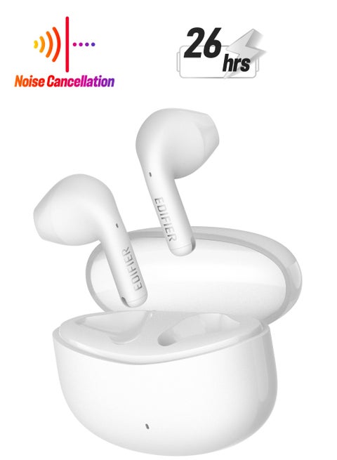 X2s Bluetooth Earbuds with 26H Battery Life, 13mm Drivers, AI Clear Calls with ENC, Powerful Bass, Fast Charging, IP54 water proof, 60ms low latency Game Mode, Compatible with iPhone & Android White