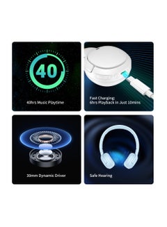 EDIFIER Wireless On-Ear Bluetooth Headphones, Lightweight, Foldable, 40H Playtime, Personalize EQ, Fast Charging White  - Image 4