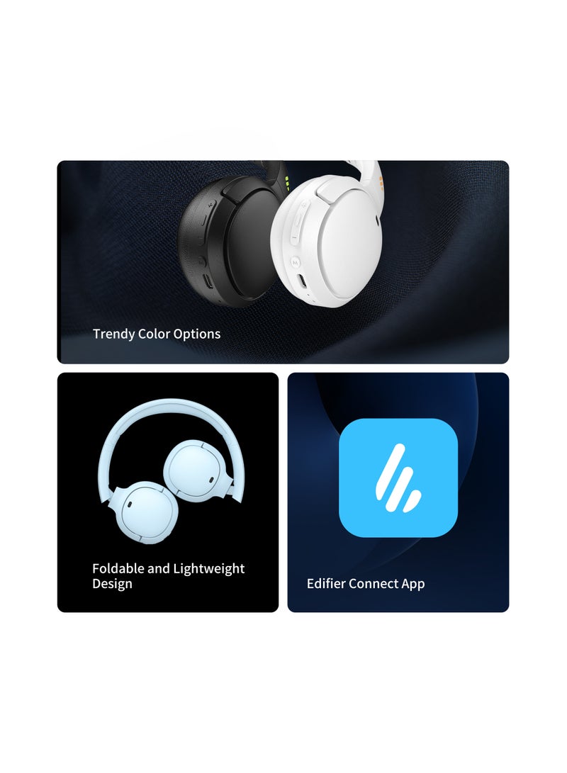 EDIFIER Wireless On-Ear Bluetooth Headphones, Lightweight, Foldable, 40H Playtime, Personalize EQ, Fast Charging White - Image 5