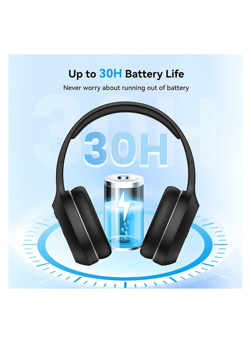 EDIFIER Wireless On-Ear Headphones, 30H Battery, Minimalist design, Powerful Bass, Built-In Microphone, Fast Charge Black - Image 3