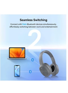 EDIFIER Wireless On-Ear Headphones, 30H Battery, Powerful Bass, Built-In Microphone, Fast Charge Grey  - Image 5