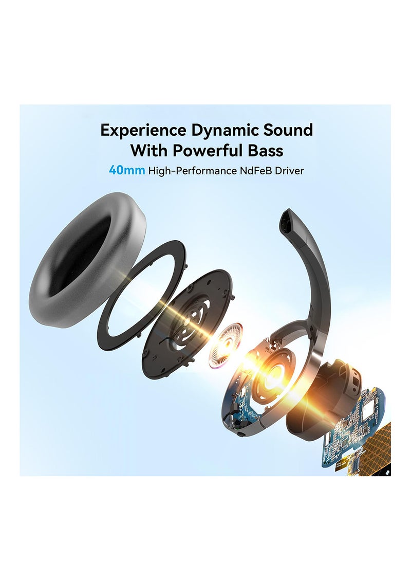 EDIFIER - Wireless On-Ear Headphones, 30H Battery, Powerful Bass, Built-In Microphone, Fast Charge Grey - Image 1