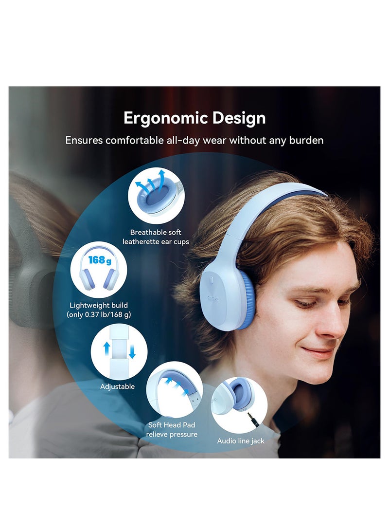 EDIFIER - Wireless On-Ear Headphones, 30H Battery, Minimalist design, Powerful Bass, Built-In Microphone, Fast Charge Blue - Image 1