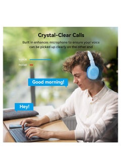EDIFIER Wireless On-Ear Headphones, 30H Battery, Minimalist design, Powerful Bass, Built-In Microphone, Fast Charge Blue  - Image 4