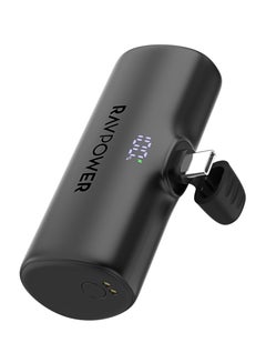 5000 mAh Mini Power Bank with Built-in Type-C Charger and 20W Type-C Port with Type-C to Type-C Cable Black