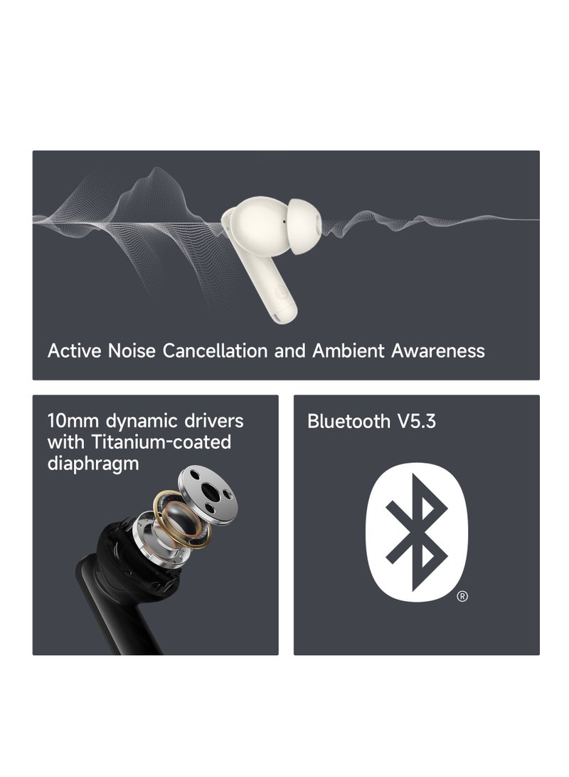 EDIFIER - X5 Pro Active Noise Cancelling Bluetooth Earbuds – 31H Playtime, AI-Enhanced Calls, Fast Charge, IP55 Waterproof, Powerful Bass, Low Latency Mode - Pro Ivory - Image 1