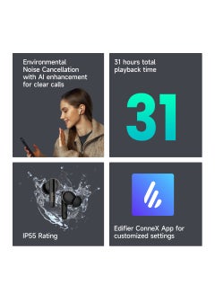 EDIFIER X5 Pro Active Noise Cancelling Bluetooth Earbuds – 31H Playtime, AI-Enhanced Calls, Fast Charge, IP55 Waterproof, Powerful Bass, Low Latency Mode - Pro Ivory  - Image 4