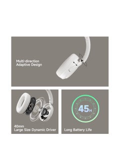 EDIFIER Wireless Over-Ear Bluetooth Headphones – Bluetooth 5.4, Foldable & Lightweight, 45H Battery Life, 40mm Drivers, Low Latency White  - Image 4