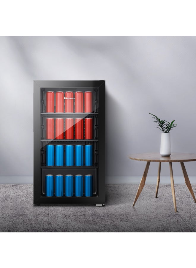 Hisense 113Bottles/69Cans Beverage Cooler, Digital Touch Control, Recessed Handle, Adjustable Glass Shelves, Glass Door, Interior Light 122 L 125 W RBC122N4ASU Black - Image 4