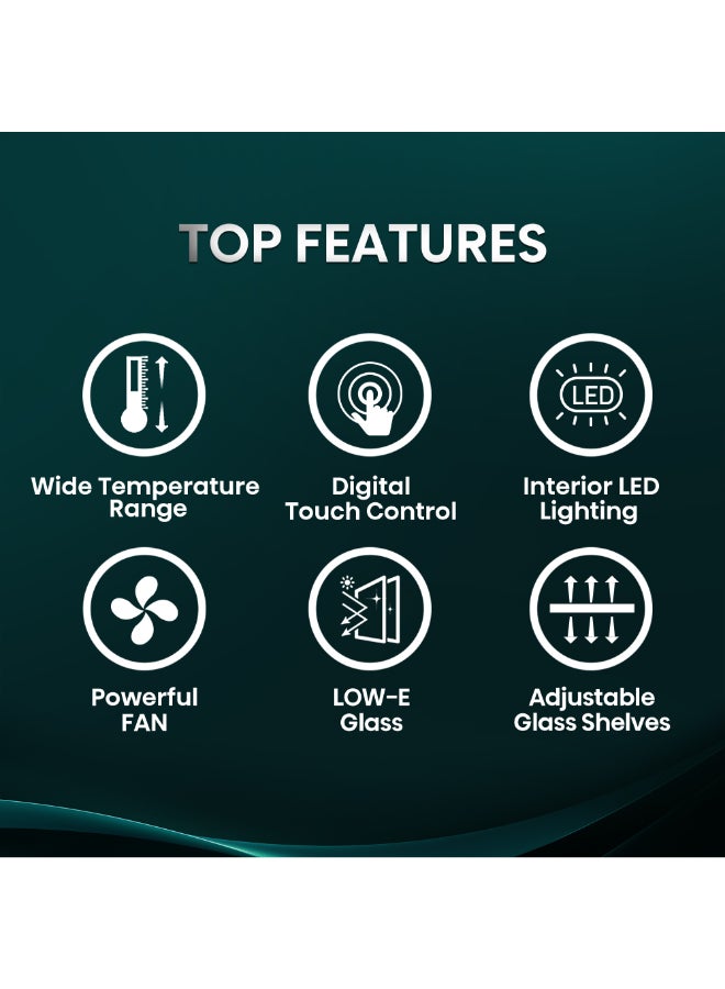 Hisense 113Bottles/69Cans Beverage Cooler, Digital Touch Control, Recessed Handle, Adjustable Glass Shelves, Glass Door, Interior Light 122 L 125 W RBC122N4ASU Black - Image 3