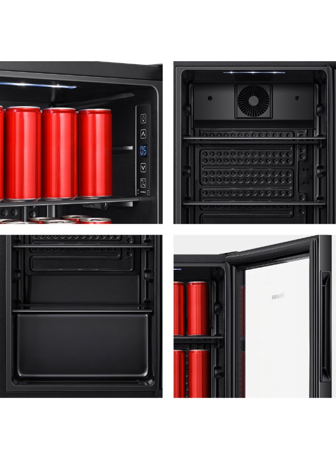 Hisense 113Bottles/69Cans Beverage Cooler, Digital Touch Control, Recessed Handle, Adjustable Glass Shelves, Glass Door, Interior Light 122 L 125 W RBC122N4ASU Black - Image 5