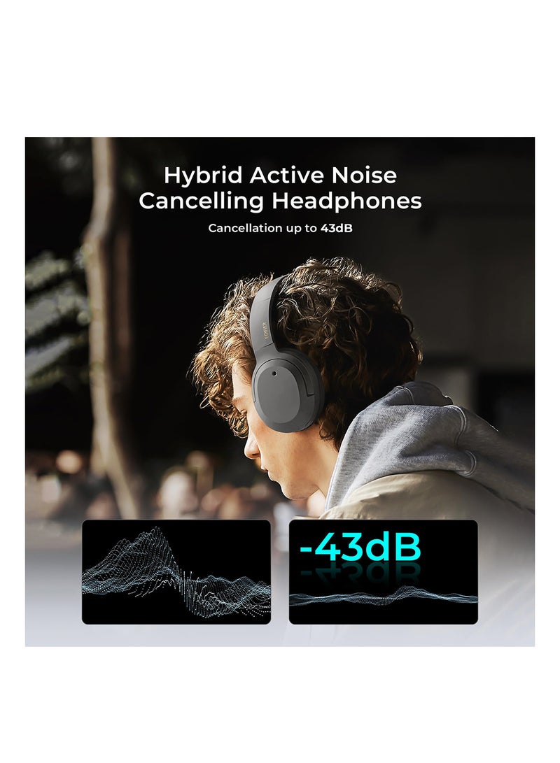 EDIFIER Hybrid Active Noise Cancelling Headphones - LDAC Codec - Hi-Res Audio Wireless & Wired - Fast Charge - 49H Playtime - Over Ear Bluetooth V5.2 Headphones Grey - Image 5