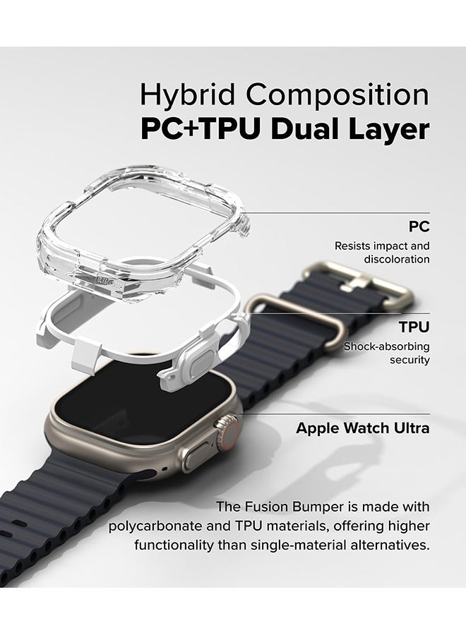 Ringke Fusion Bumper For Apple Watch Ultra 2 / 1 Case, Frame Protection Double Layered PC TPU Transparent Color Lightweight Cover for Watch Case- White  - Image 3