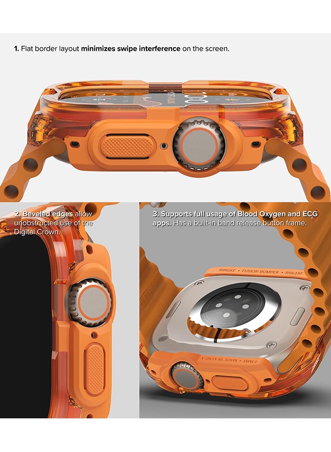 Ringke - Fusion Bumper For Apple Watch Ultra 2 / 1 Case, Frame Protection Double Layered PC TPU Transparent Color Lightweight Cover forWatch Case- Neon Orange - Image 1