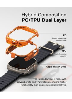 Ringke Fusion Bumper For Apple Watch Ultra 2 / 1 Case, Frame Protection Double Layered PC TPU Transparent Color Lightweight Cover forWatch Case- Neon Orange  - Image 3