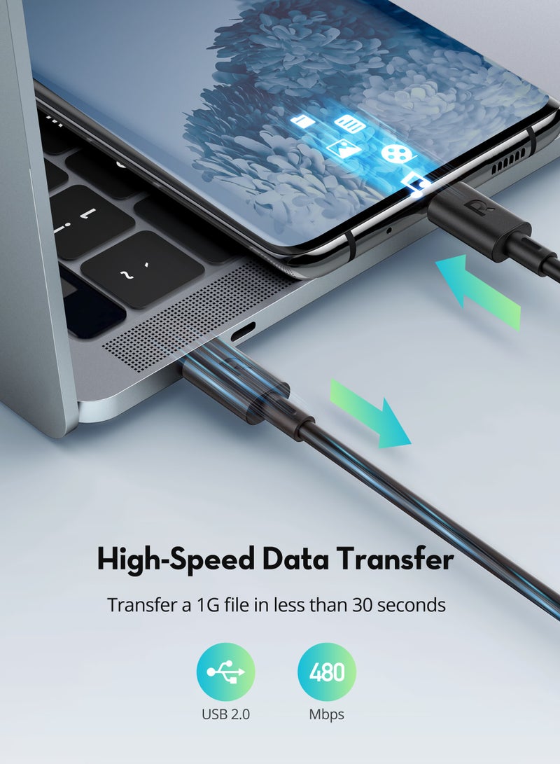 راف باور كابل Type-C إلى Type-C 2 في 1 حزمة 1م و 2م 60 واط - - Image 5