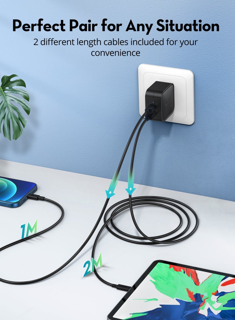 راف باور كابل Type-C إلى Type-C 2 في 1 حزمة 1م و 2م 60 واط - - Image 3