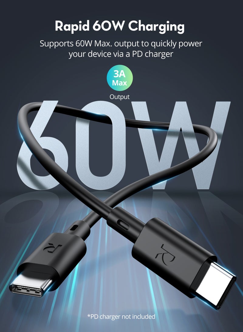 راف باور كابل RAVPower من نوع C إلى نوع C بطول 30 سم - أسود - Image 2