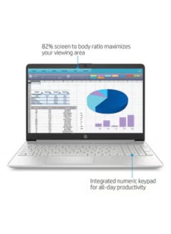 HP - Newest 15 (Upgraded Version) Laptop With 15.6-Inch Display, Celeron N4120 Processor/16GB RAM/256GB SSD/Windows 11 Best For Students + FREE Accessories + Bag + Mouse + Flash 32GB + Headset English Silver - Image 1