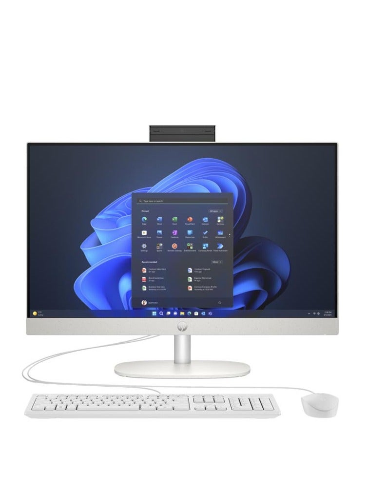 HP ProOne 245 G10 All-in-one With 23.8 Inch FULL HD (1920x1080) Display, AMD Ryzen 7-7730U Processor/16GB Ram/1TB SSD/Windows 11 PRO/ AMD Radeon Graphics/ Wired keyboard & Mouse English/Arabic White  - Image 1