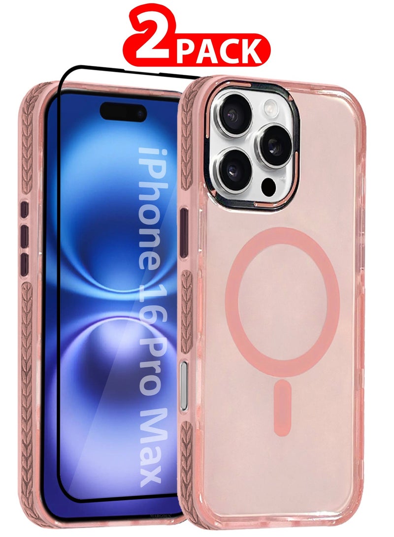 مارجون (لـ iPhone 16 Pro Max) غلاف ماغسيف صلب من 2 عبوات بولي كربونات مغناطيسي قوي مضاد للصدمات شفاف - Image 1