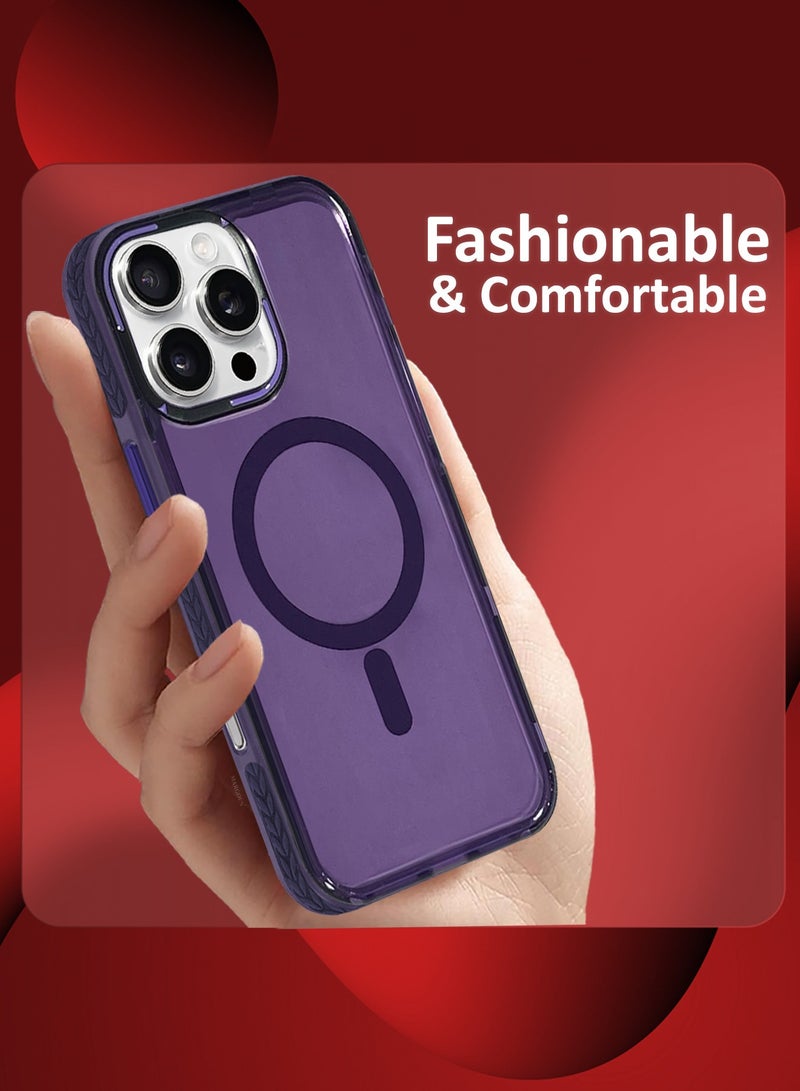 MARGOUN (for iPhone 16 Pro Max) 2Packs Hard PC Magsafe Case Cover Polycarbonate Magnetic Strong Shockproof Protective Case Cover Transparent Purple-2 - Image 4