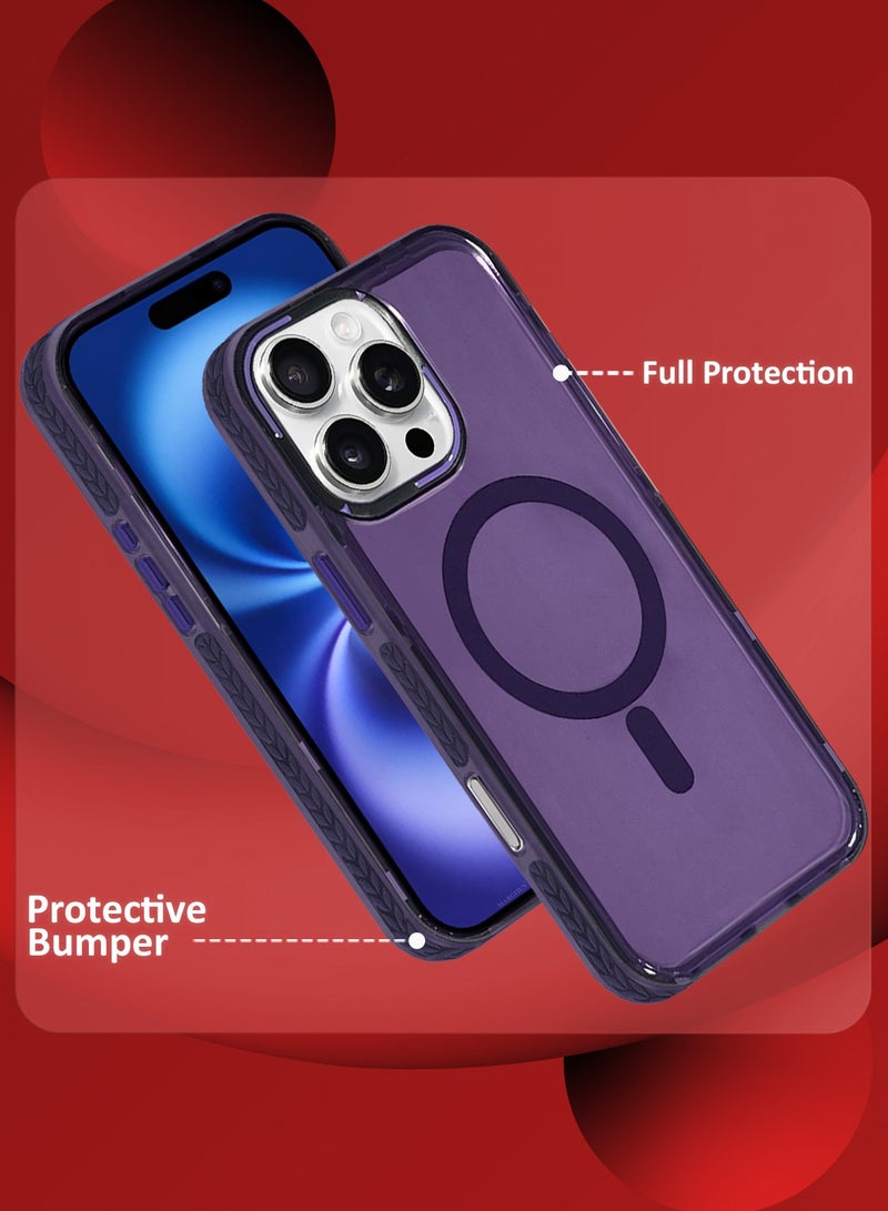MARGOUN (for iPhone 16 Pro Max) 2Packs Hard PC Magsafe Case Cover Polycarbonate Magnetic Strong Shockproof Protective Case Cover Transparent Purple-2 - Image 2