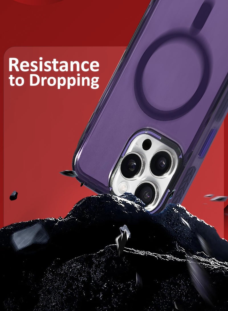 MARGOUN (for iPhone 16 Pro Max) 2Packs Hard PC Magsafe Case Cover Polycarbonate Magnetic Strong Shockproof Protective Case Cover Transparent Purple-2 - Image 3