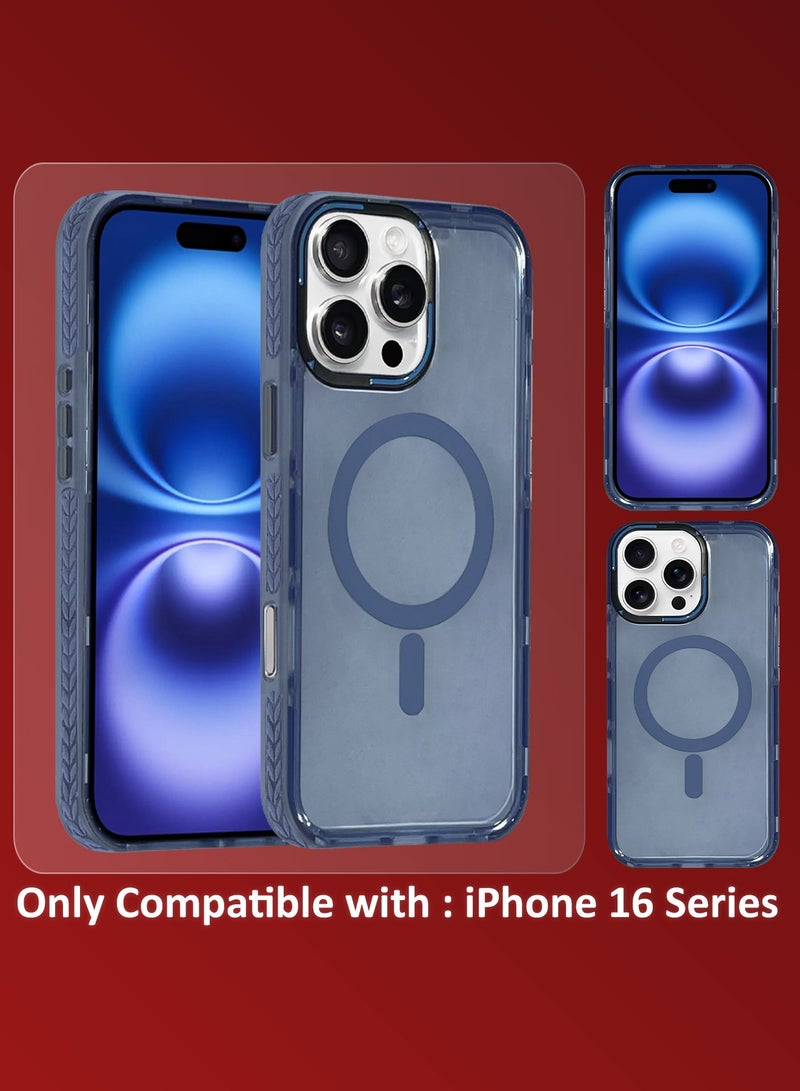 (for iPhone 16 Pro Max) 2Packs Hard PC Magsafe Case Cover Polycarbonate Magnetic Strong Shockproof Protective Case Cover Transparent - Light Blue-2