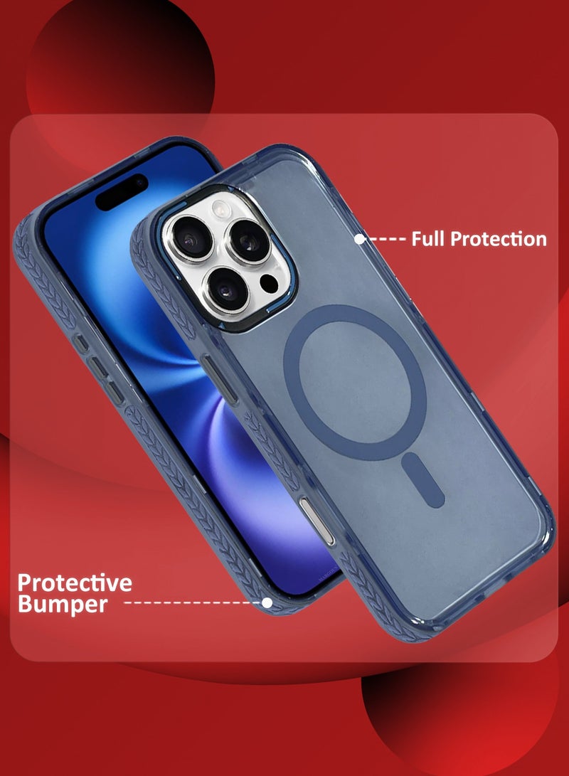 (for iPhone 16 Pro Max) 2Packs Hard PC Magsafe Case Cover Polycarbonate Magnetic Strong Shockproof Protective Case Cover Transparent - Light Blue-2