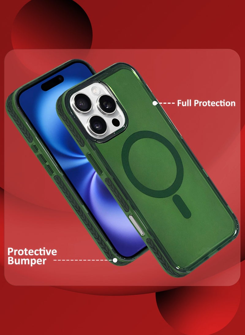 MARGOUN (for iPhone 16 Pro Max) 3Packs Hard PC Magsafe Case Cover Polycarbonate Magnetic Strong Shockproof Protective Case Cover Transparent - Green-3 - Image 2