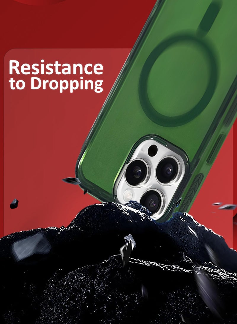 MARGOUN (for iPhone 16 Pro Max) 3Packs Hard PC Magsafe Case Cover Polycarbonate Magnetic Strong Shockproof Protective Case Cover Transparent - Green-3 - Image 3