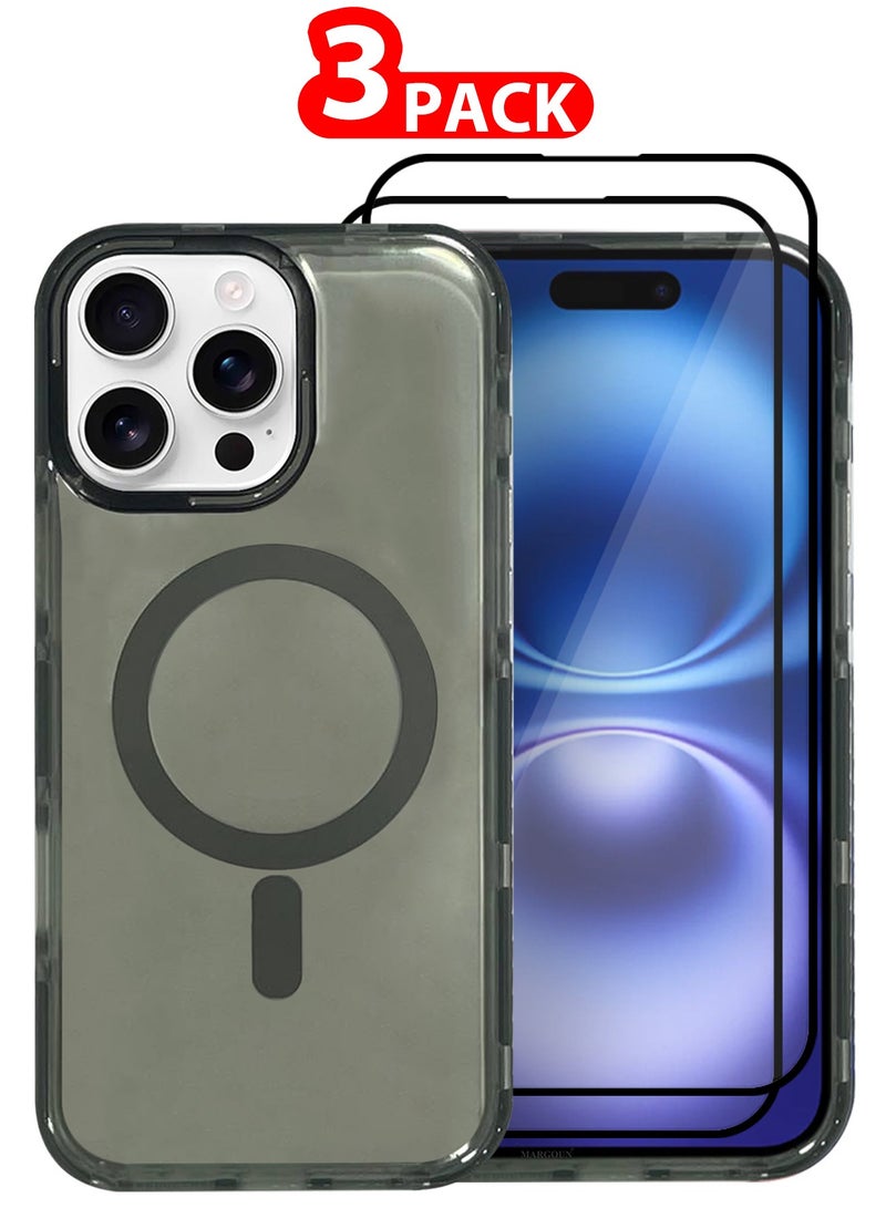 مارجون (لـ iPhone 16 Pro Max) غلاف واقي شفاف من 3 عبوات من مادة PC الصلبة مع مغناطيس ماغسيف، غلاف قوي مضاد للصدمات - Image 1