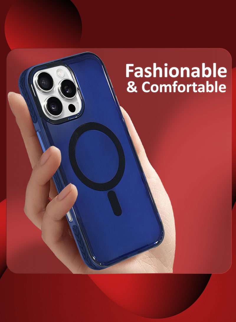 MARGOUN (for iPhone 16 Pro Max) Hard PC Magsafe Case Cover Polycarbonate Magnetic Strong Shockproof Protective Case Cover Transparent - Blue - Image 5