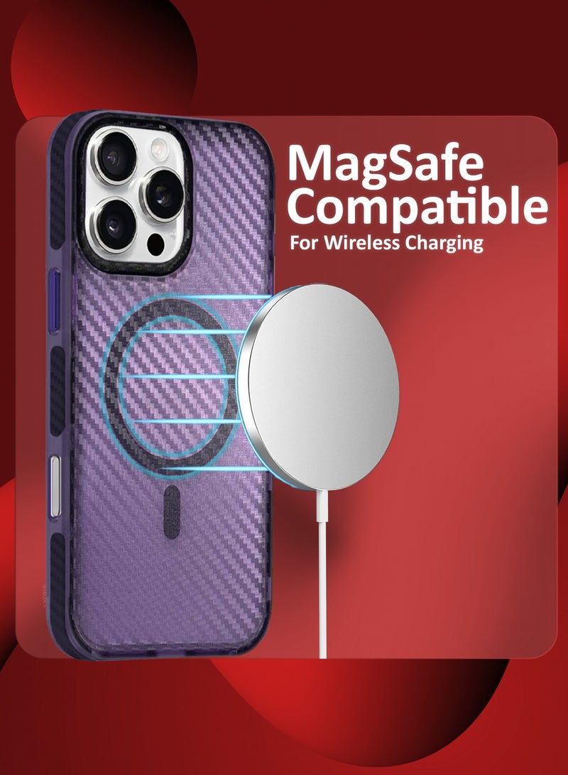 مارجون (لـ iPhone 16 Pro Max) غلاف ماغسيف من ألياف الكربون مغناطيسي قوي مضاد للصدمات رقيق شفاف غير لامع - Image 4
