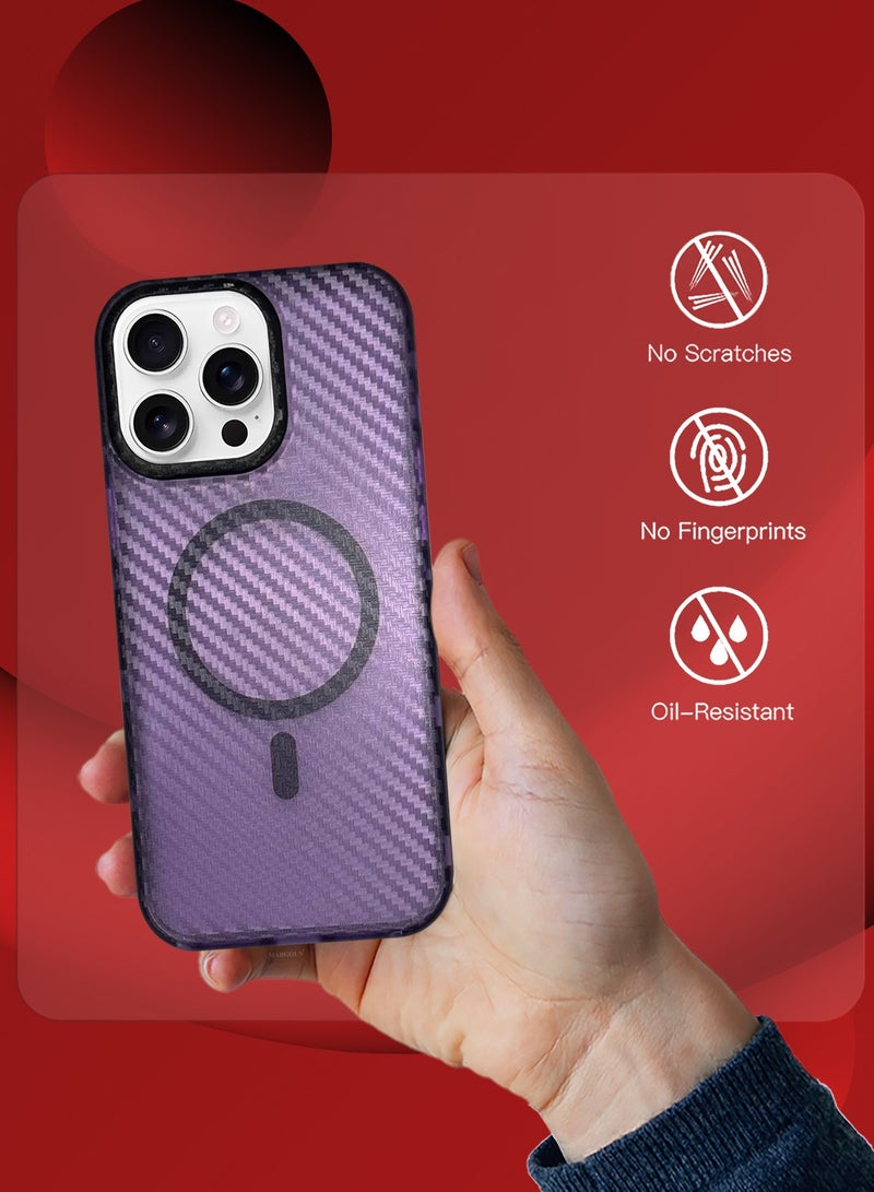 مارجون (لـ iPhone 16 Pro Max) غلاف ماغسيف من ألياف الكربون مغناطيسي قوي مضاد للصدمات رقيق شفاف غير لامع - Image 5